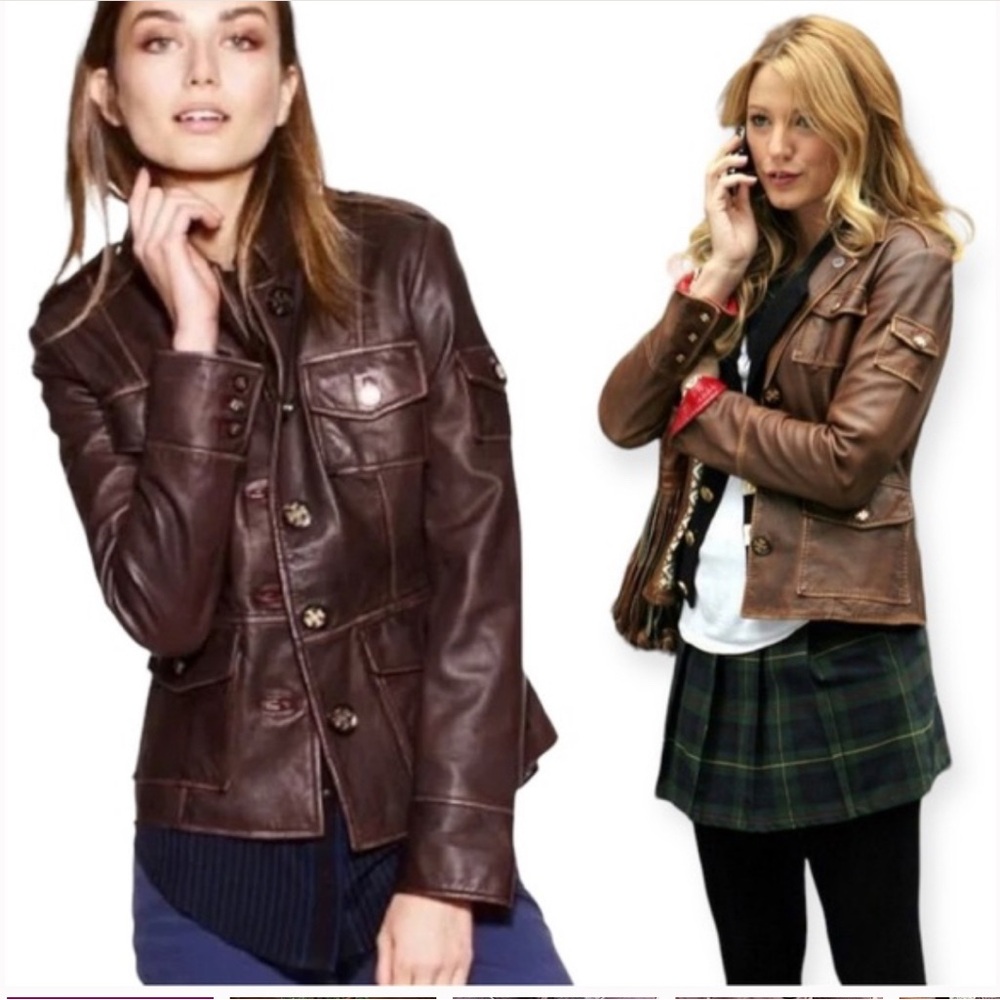 Vintage Tory Burch Sgt Pepper Brown Leather Jacket - Picture 6 of 6